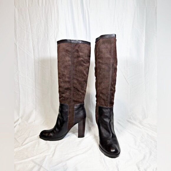 Vintage Nine West Emilio Dark Brown Suede Leather Boho Knee High Boots~7.5~ - Picture 2 of 6